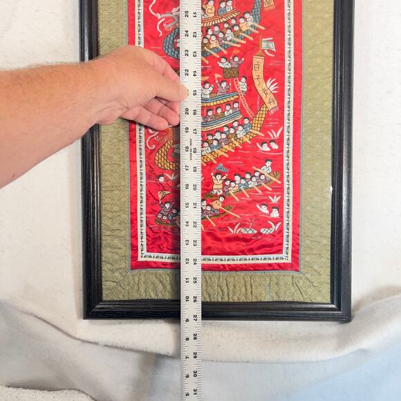 Vintage Chinese Silk Tapestry Embroidered Boats Kids Professionally Matted Frame - Picture 8 of 16